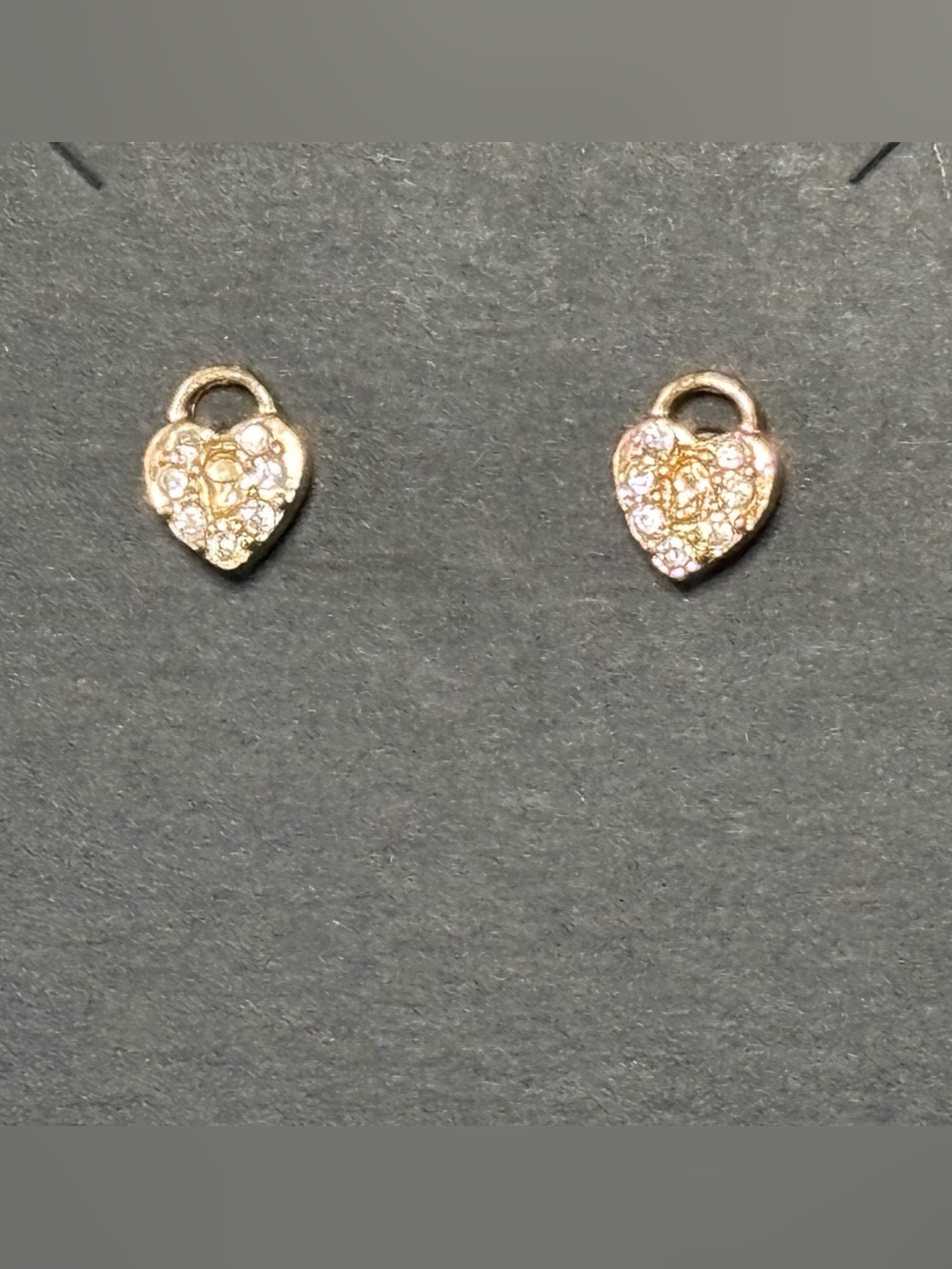 Gold Tone Heart Pavé Stud Earrings - Women Jewelry